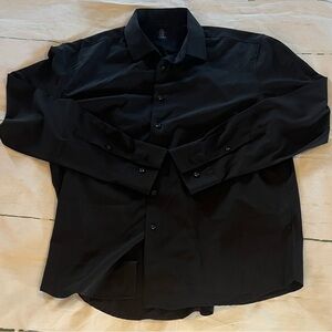 Michael Strahan Modern Fit Black Dress Shirt Mens XL 18-18.5 35/36 Stretch